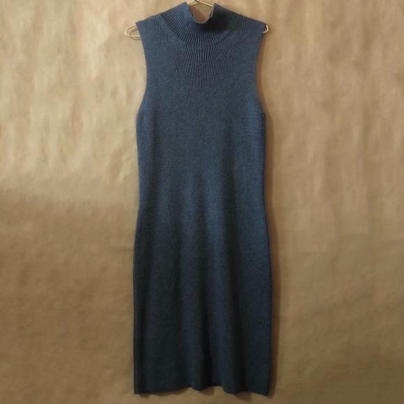 J. McLaughlin | Jules Sleeveless Ribbed Mock Turtleneck Midi Sweater Dress Grey